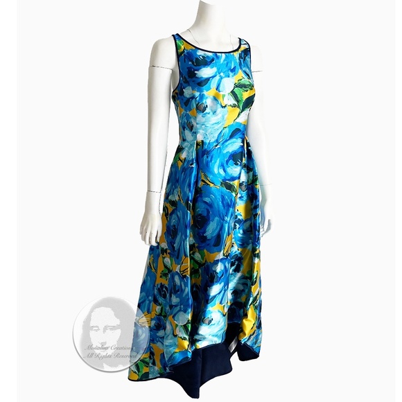 Adrianna Papell Hi Low Halter Dress Bold Floral Print Style 797532303326 Sz 12 - Picture 1 of 10